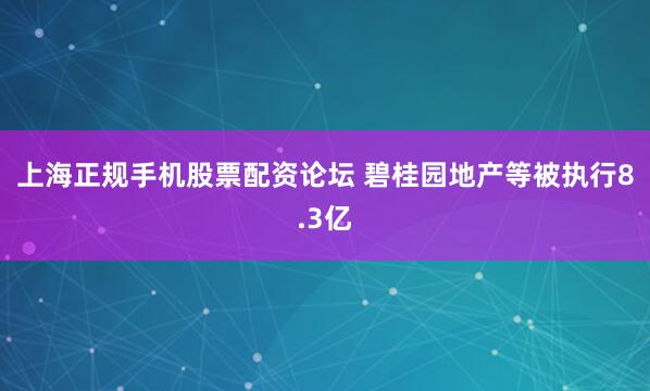 上海正规手机股票配资论坛 碧桂园地产等被执行8.3亿